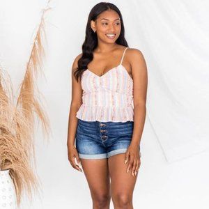 Blush Smocked Crop Tank